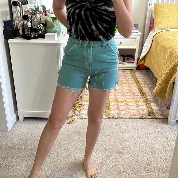 BDG Shorts 25 Urban Outfitters 100% Cotton Distressed High Rise Carpenter Denim - Picture 1 of 8